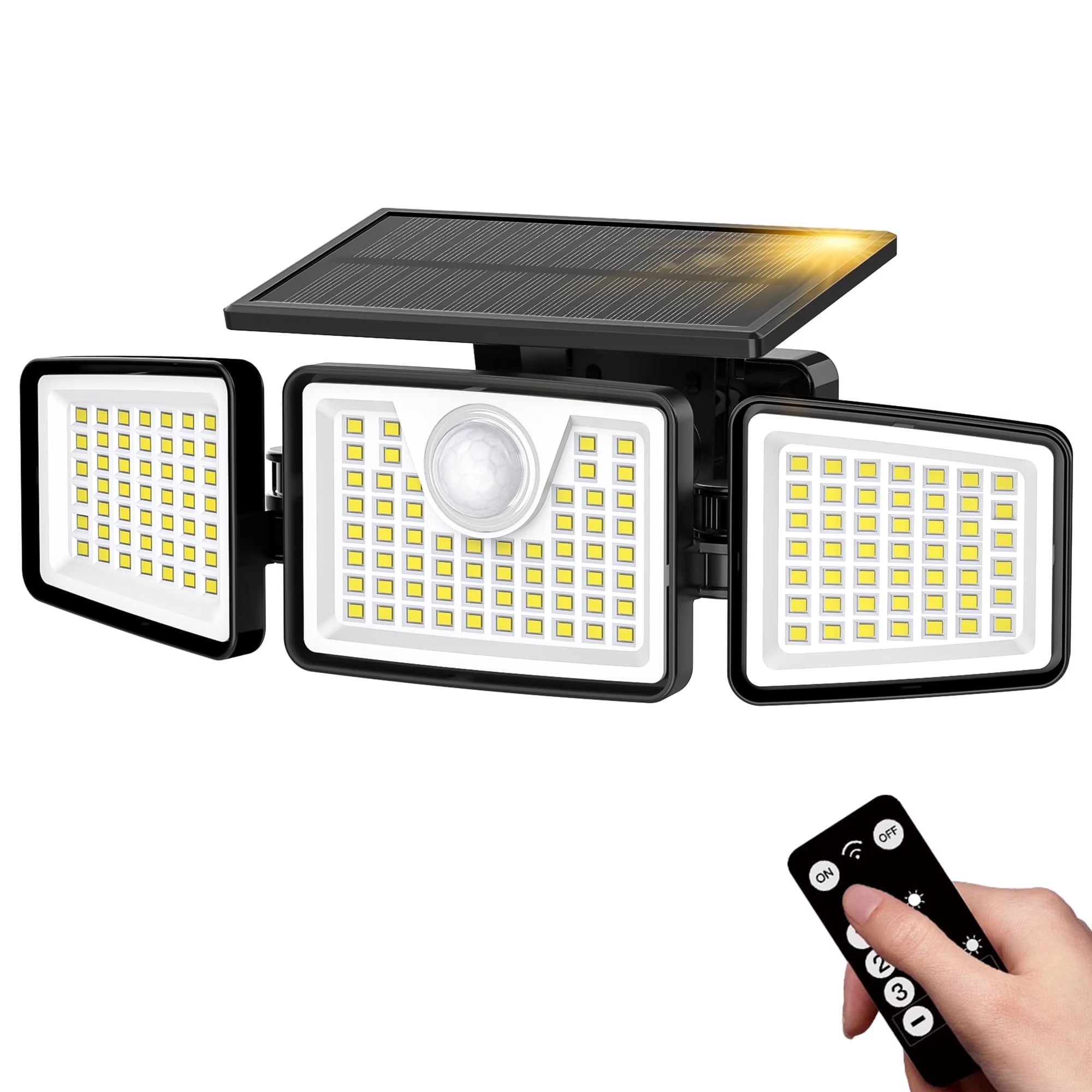 Solar Lights Outdoor with Remote,156Led 2500LM Waterproof Motion Sensor Security Lights,Solar Powered Outdoor Lights for Yard,Garage,Patio