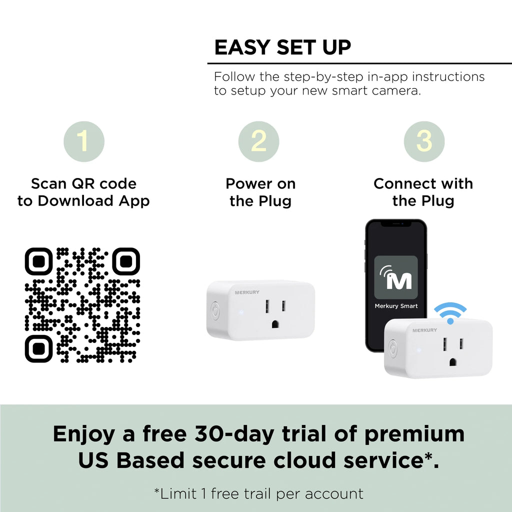 Wi-Fi Plug - Smart Outlet Compatible with Alexa & Google, White (3-Pack)