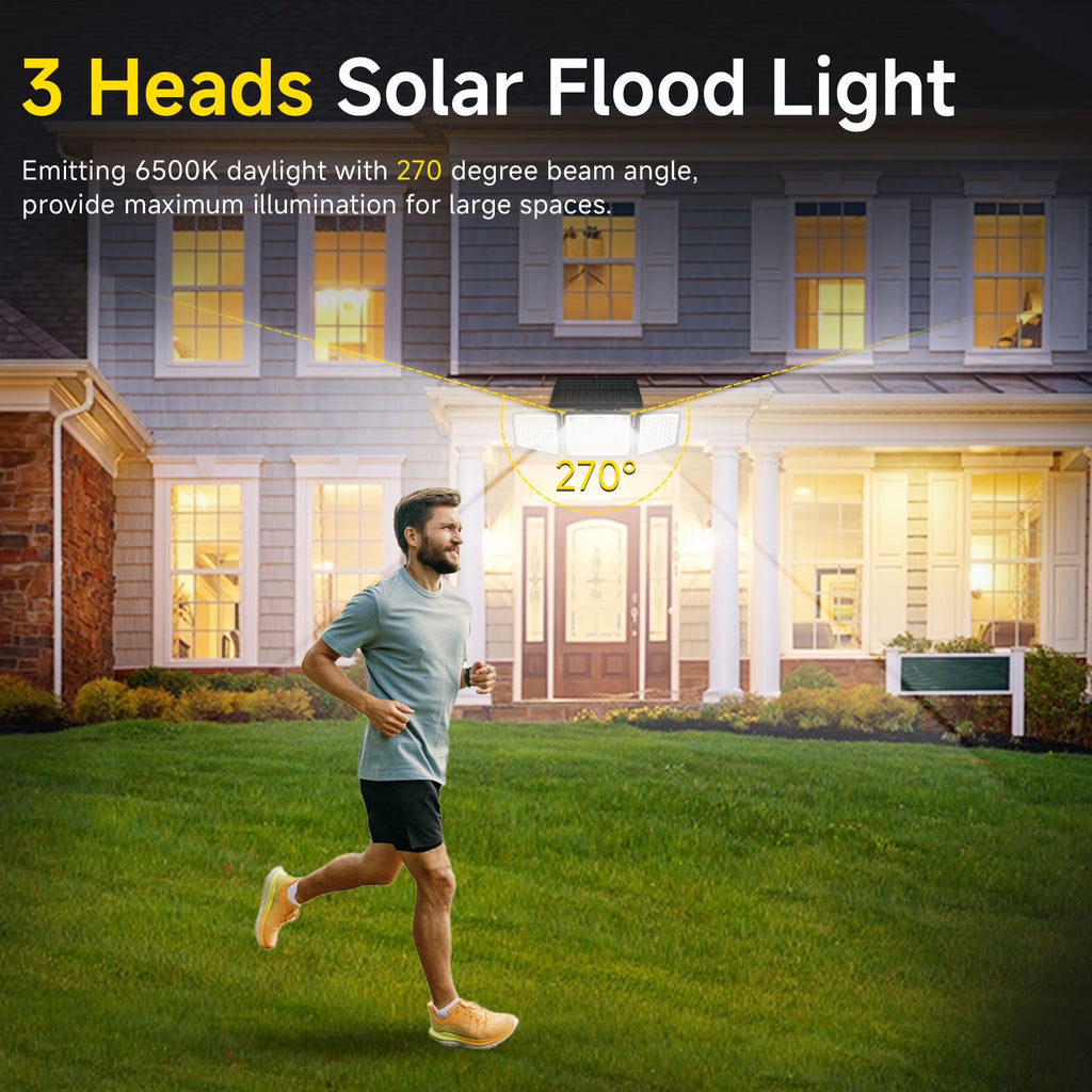 Solar Lights Outdoor with Remote,156Led 2500LM Waterproof Motion Sensor Security Lights,Solar Powered Outdoor Lights for Yard,Garage,Patio