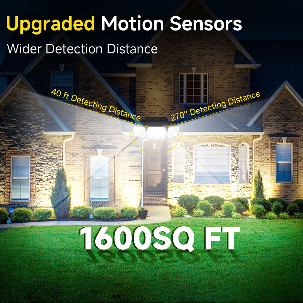 Solar Lights Outdoor with Remote,156Led 2500LM Waterproof Motion Sensor Security Lights,Solar Powered Outdoor Lights for Yard,Garage,Patio