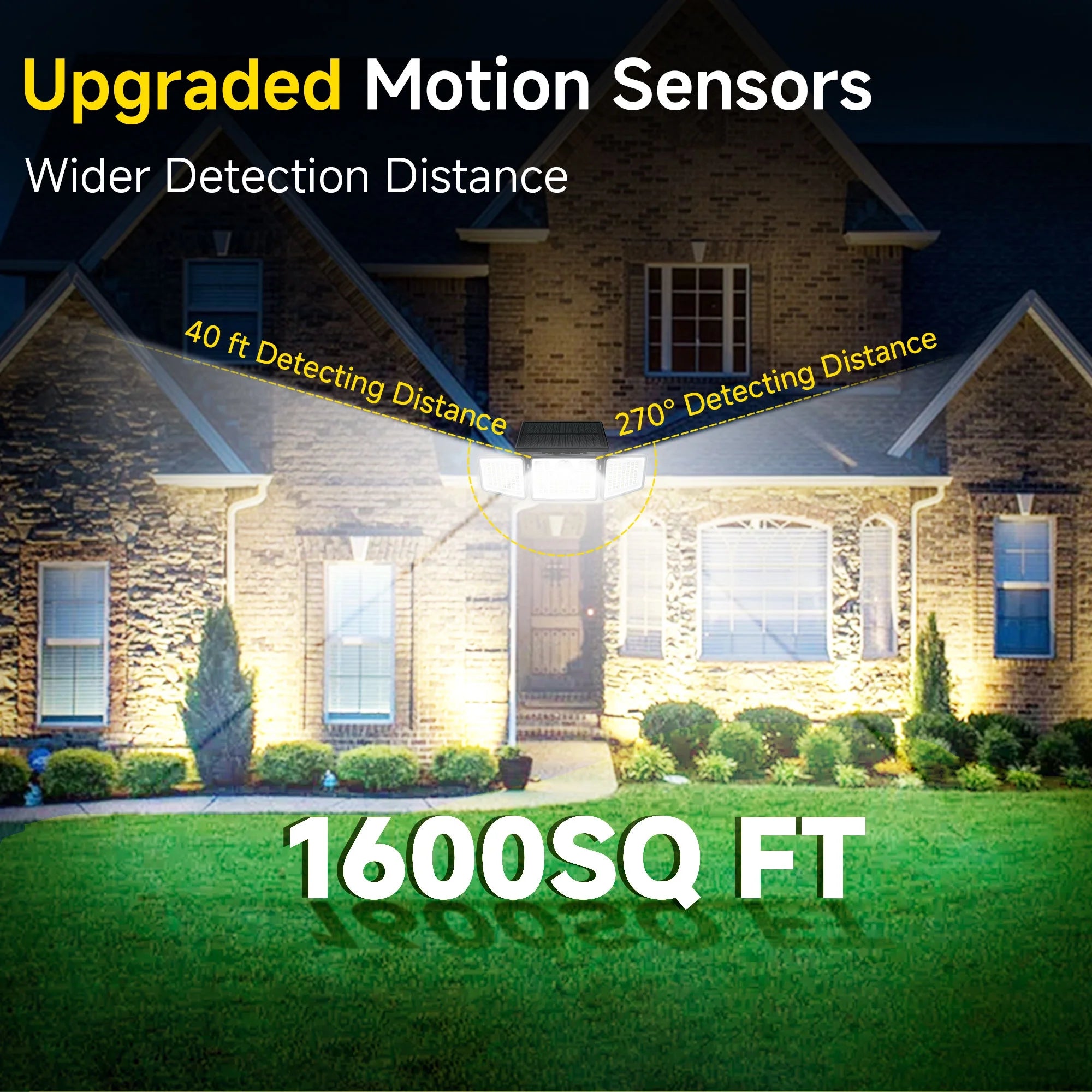 Solar Lights Outdoor with Remote,156Led 2500LM Waterproof Motion Sensor Security Lights,Solar Powered Outdoor Lights for Yard,Garage,Patio