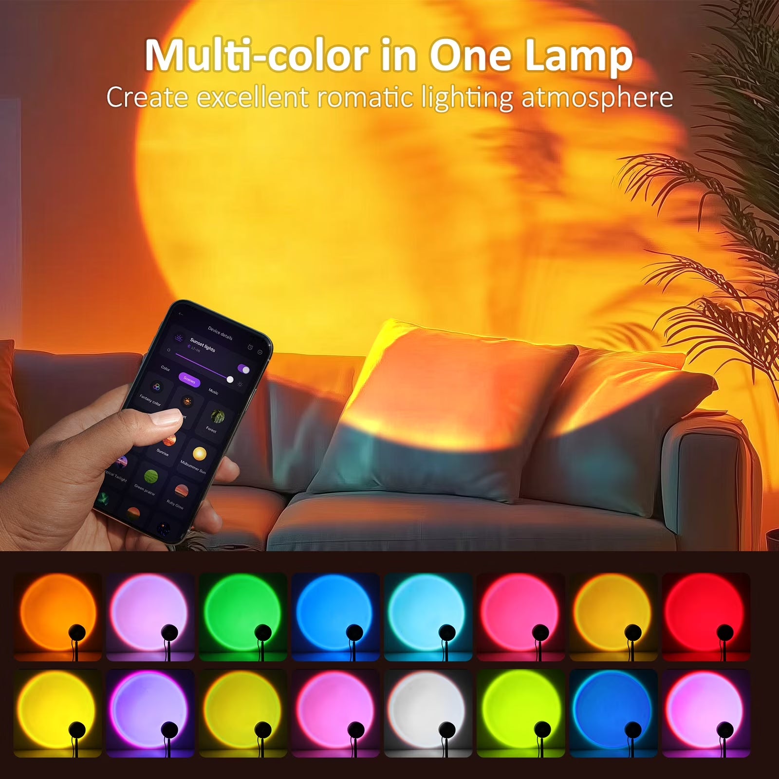 NovaGlow Ambient Sunset Lamp // Smart App Control